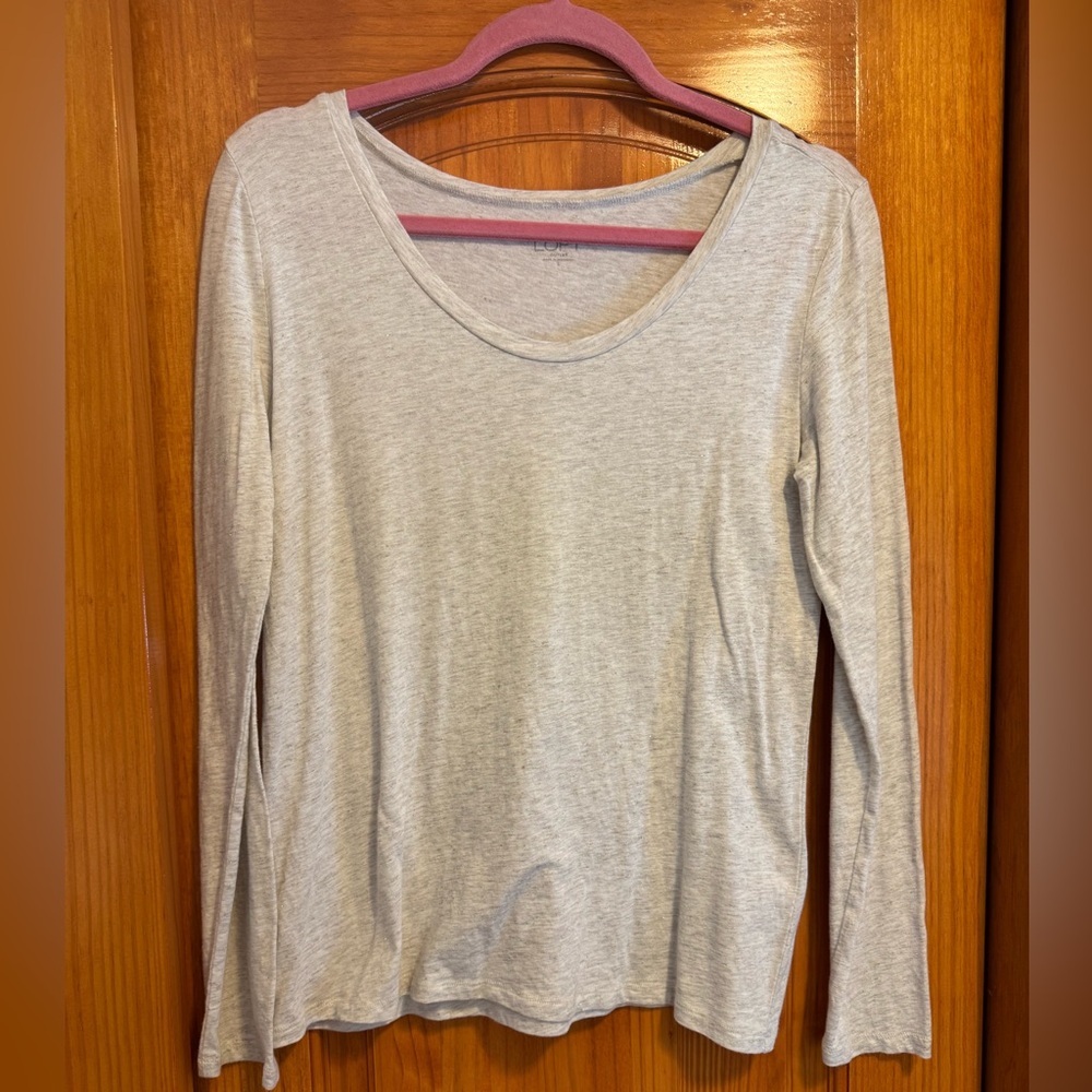 Cream glittered long sleeve shirt LOFT
